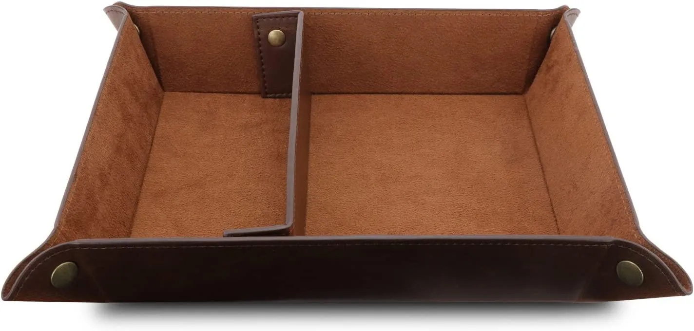 Londo Leather Tray Organizer - Practical Storage Box for Wallets, Watches, Keys, Coins, Cell Phones and Office Equipment