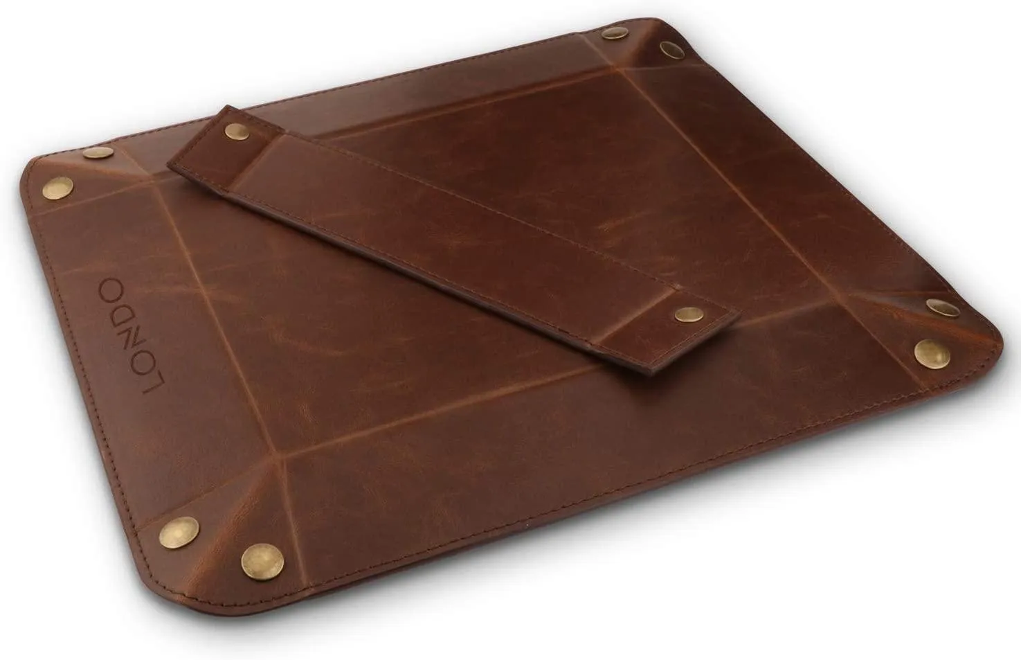 Londo Leather Tray Organizer - Practical Storage Box for Wallets, Watches, Keys, Coins, Cell Phones and Office Equipment