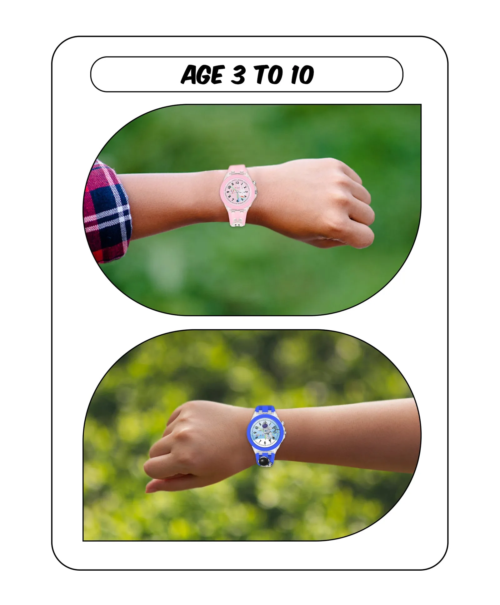 Spiky 3D Astronaut & Spaceship Cartoon Analog Light Watch Combo - Black & Blue
