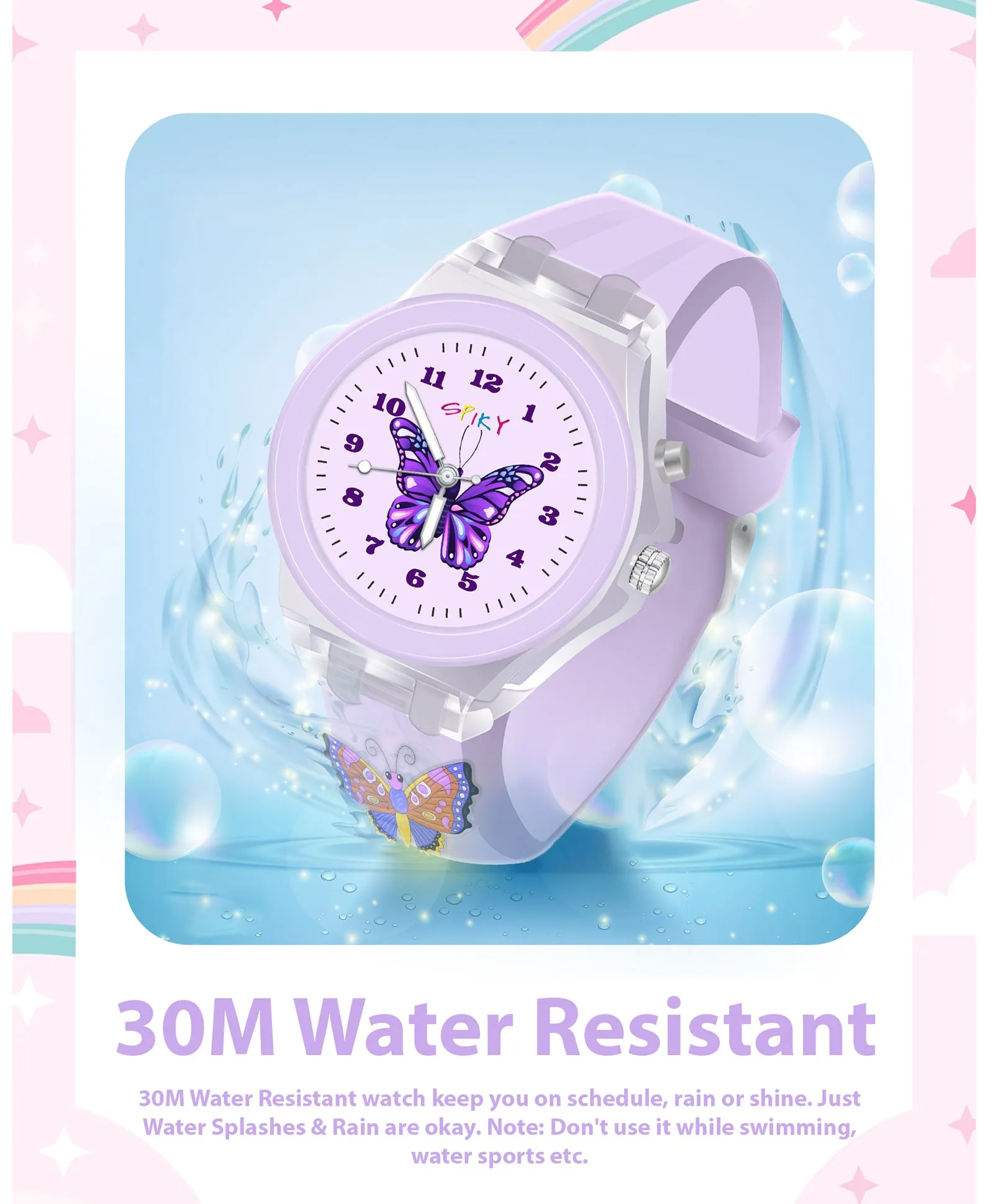 Spiky 3D Cartoon Rabbit Analog Light Watch for Kids Boys & Girls - Pink