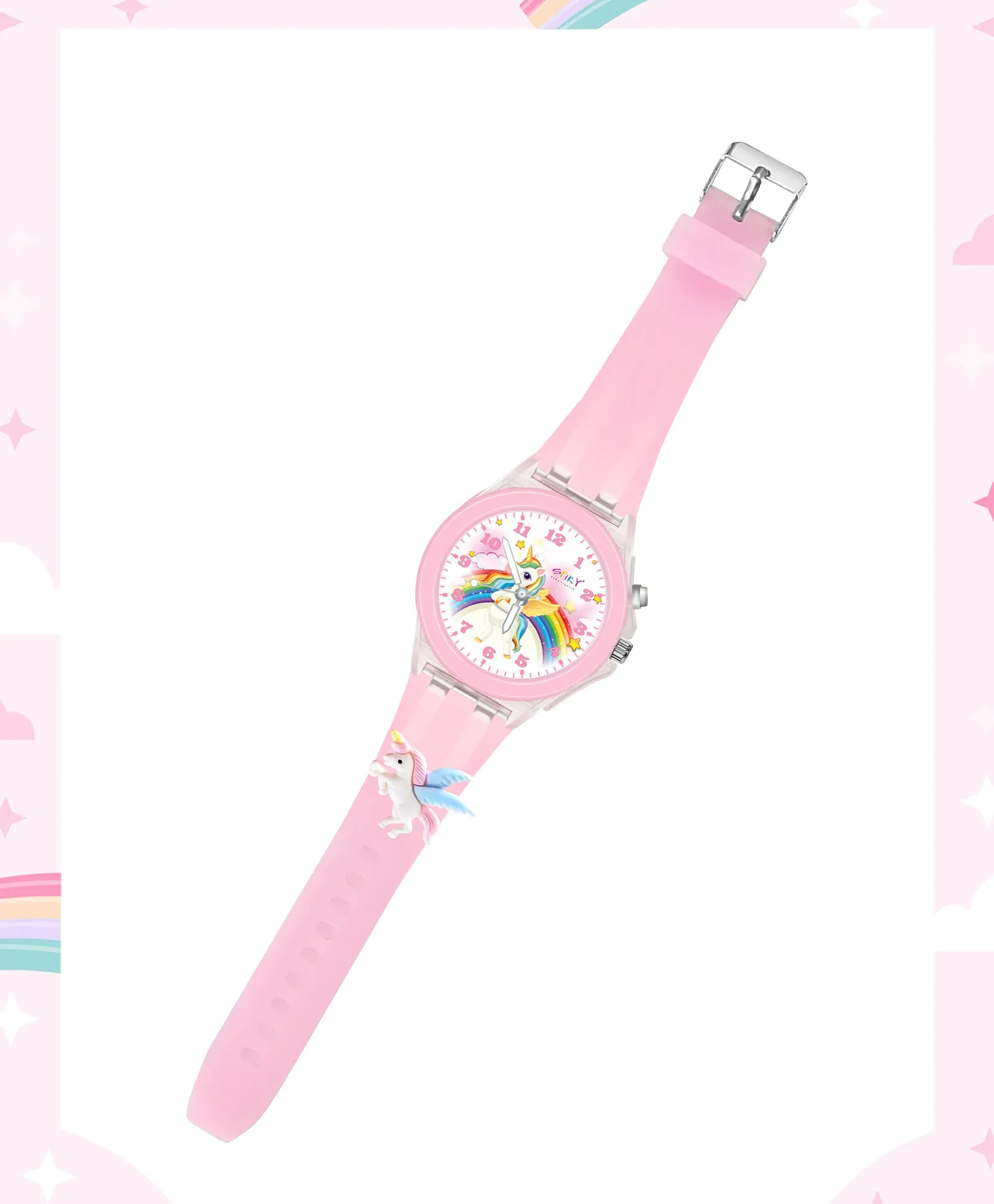 Spiky 3D Cartoon Rabbit Analog Light Watch for Kids Boys & Girls - Pink