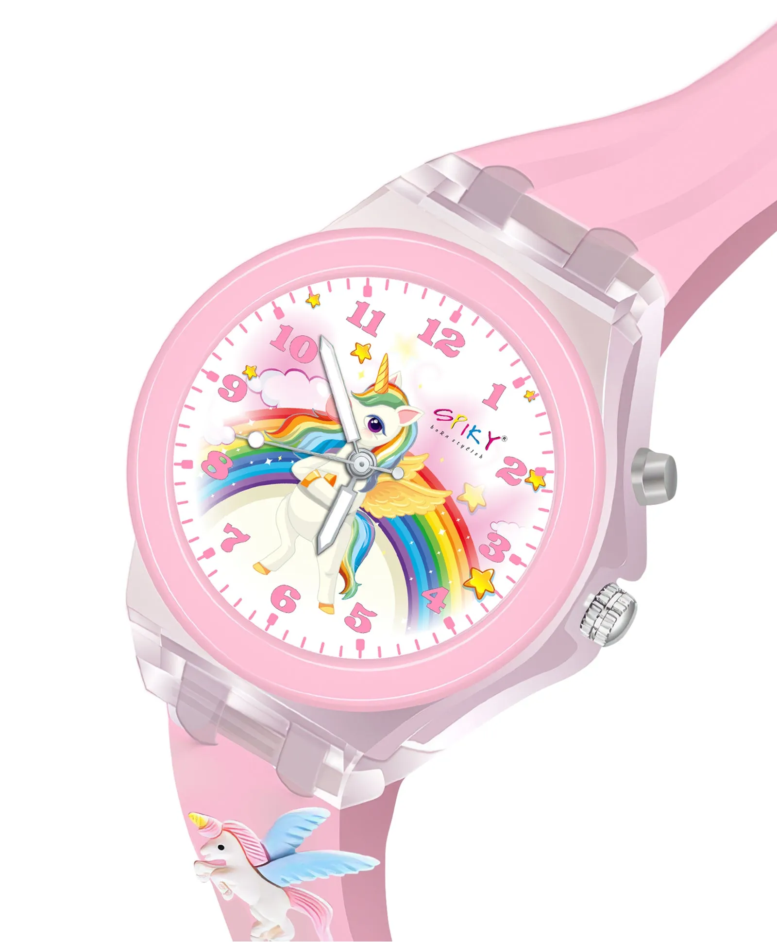 Spiky 3D Cartoon Rabbit Analog Light Watch for Kids Boys & Girls - Pink