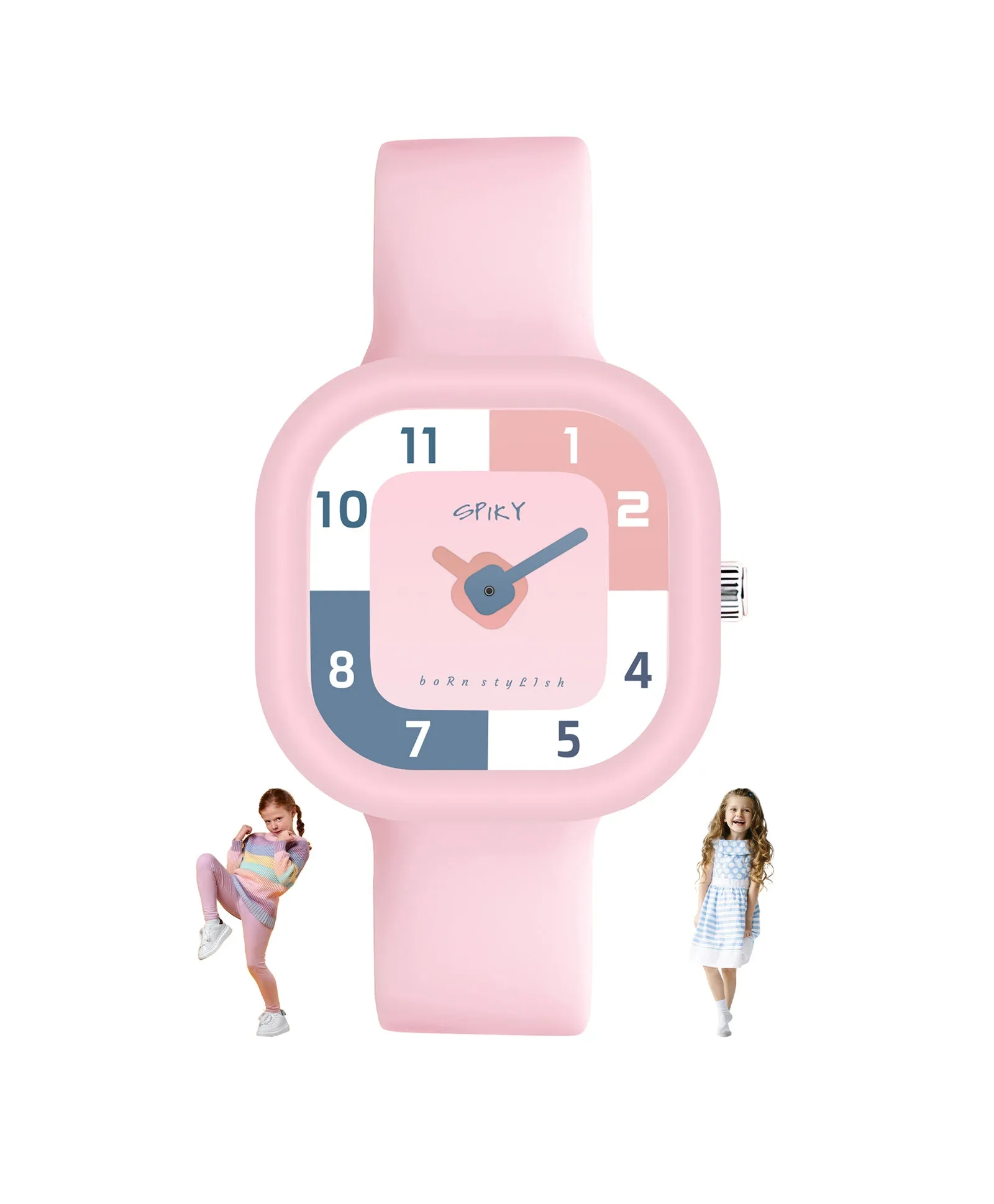 Spiky Square Analog Watch for Kids - Purple